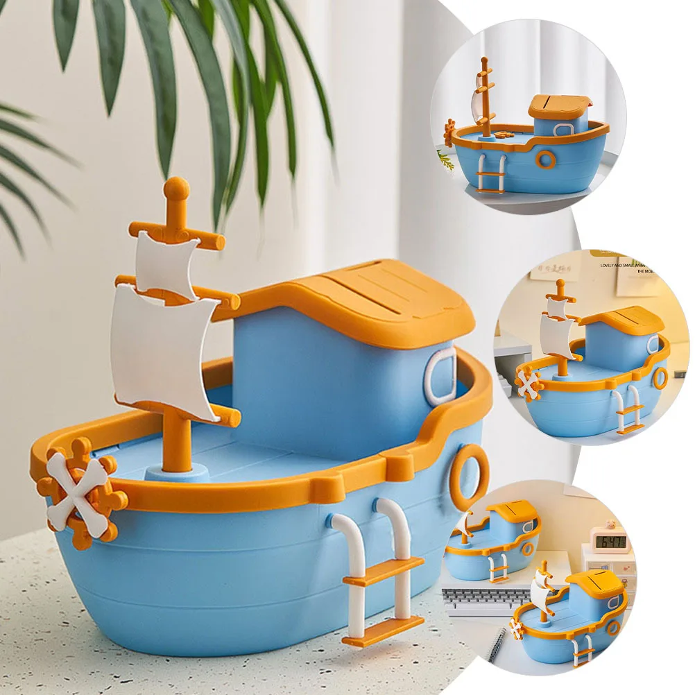Pirate Ship Coin Bank Piggy Bank for Kids Large Capacity Money Saving Pot Birthday Gift Christmas Desktop Decoration