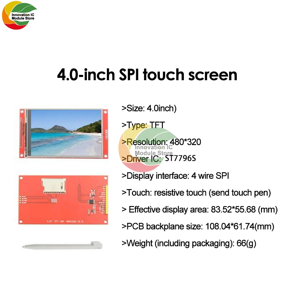 Ziqqucu nuovo modulo touchscreen LCD seriale SPI da 4.0 pollici modulo Display TFT 480*320 modulo Display LCD seriale SPI ST7796S Drive