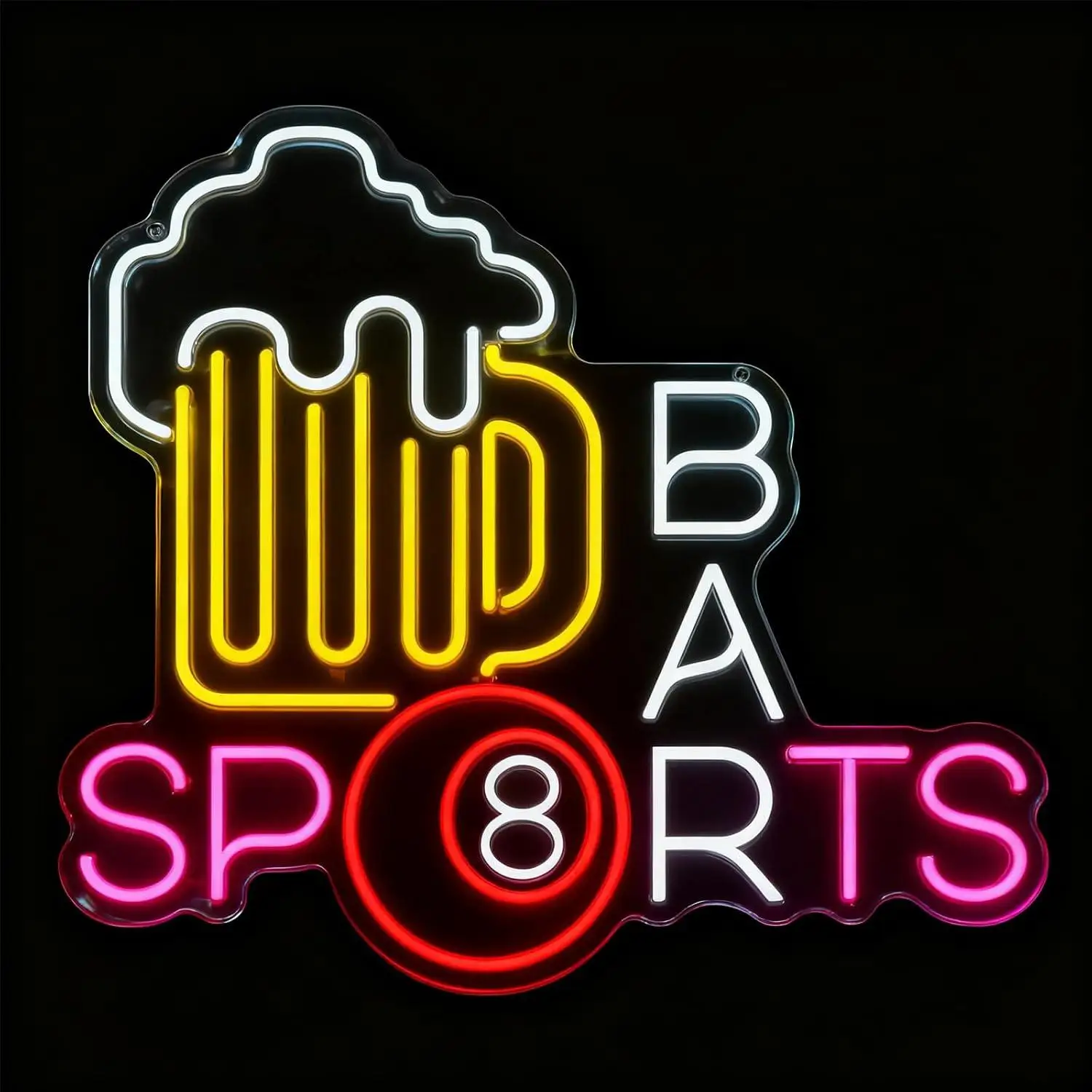 Sports Bar Neon Sign Usb Powered Dimmable Beer Mug Sports Themed Neon Light For Man Cave Game Room Basement Hanging Wall Decor