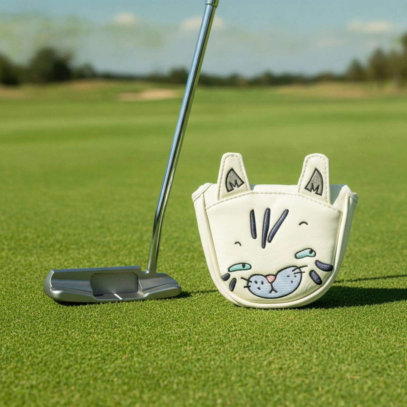 Putter Headcover with Cat Ears Cute Golf Putter Headcover Golf Club Cover PU Leather Soft-Lined for Golfers view 2