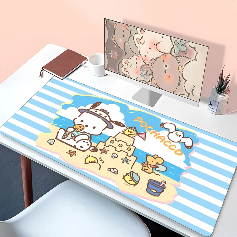 Mouse pad Pad P-pochacco คอมพิวเตอร์แล็ปท็อปอะนิเมะคีย์บอร์ด Kawaii แผ่นรองเม้าส์ขนาดใหญ่ Mousepad คีย์บอร์ดเกม Decoracion โต๊ะ