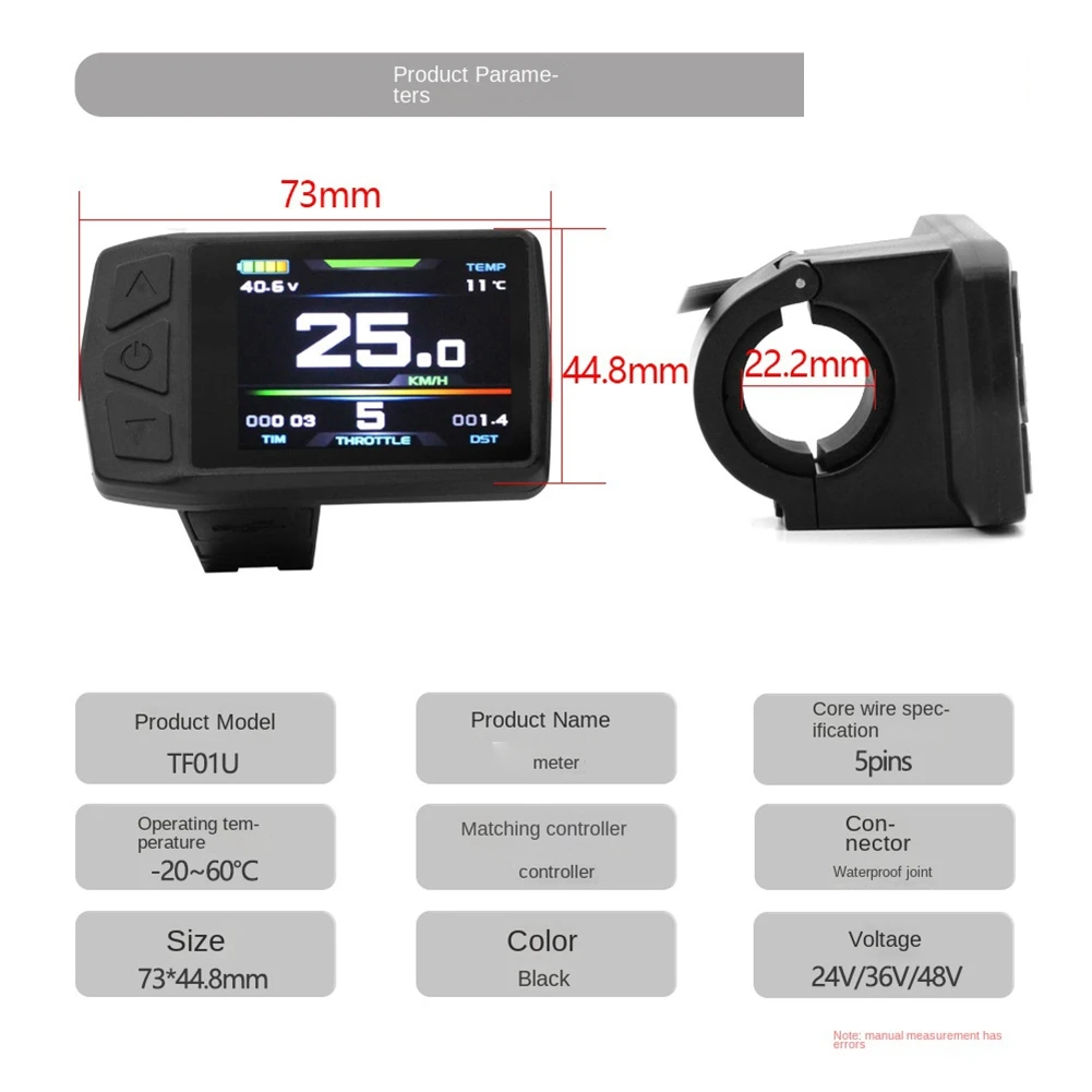Ebike Display for KT TF01U 24V 36V 48V Intelligent Colorful LCD Meter Waterproof Joint Electric Bicycle Meter YDH