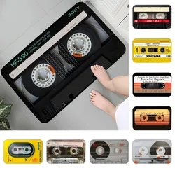 Felpudo de franela con estampado gráfico de cinta musical de Cassette Vintage para baño, cocina, alfombra de entrada, decoración del hogar