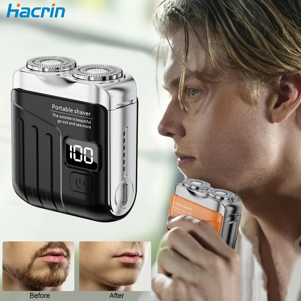 

Shaver Portable Mini Razor Electric Shaving Dual Blade Smart Beard Trimmer Rechargeable Razor Digital Display Shaver for Men
