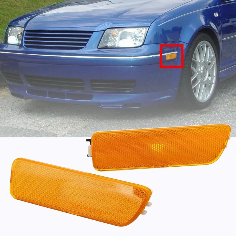 2Pcs Car Front Bumper Side Marker Light Turn Signal Light Lamp Repeater For GOLF JETTA MK4 1999-2005