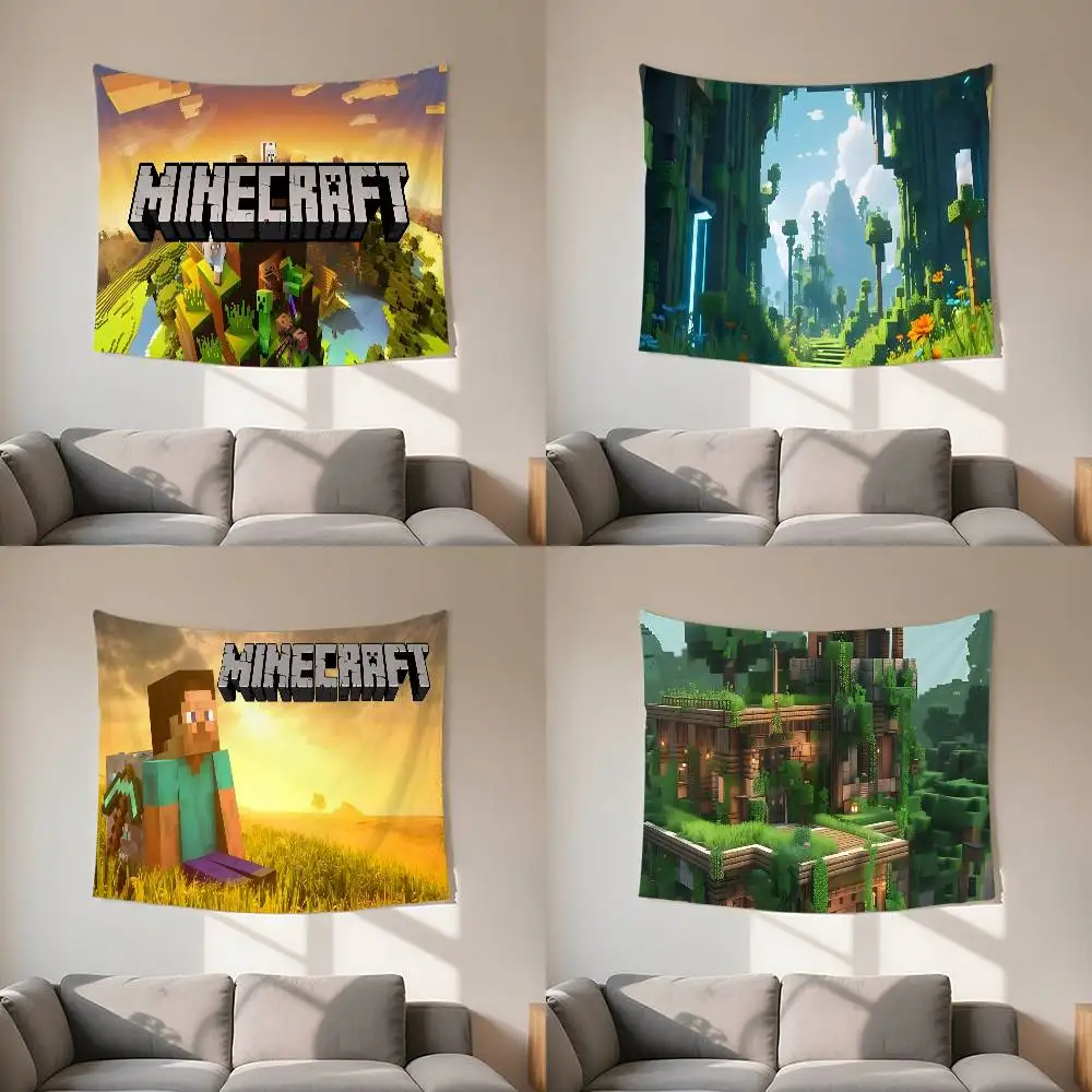 w-Minecrafts-Game Tapestry Customizable Tapestries Of Various Styles,wall Hangings, Celebrity Photo Printing,wall Hangings