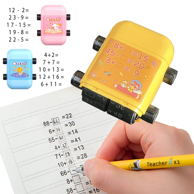 2 in 1 Math Roller Stamp Within 100 Multiplication and Division Dual Head Smart Math Practice Stamps Teaching Stamps for Kids