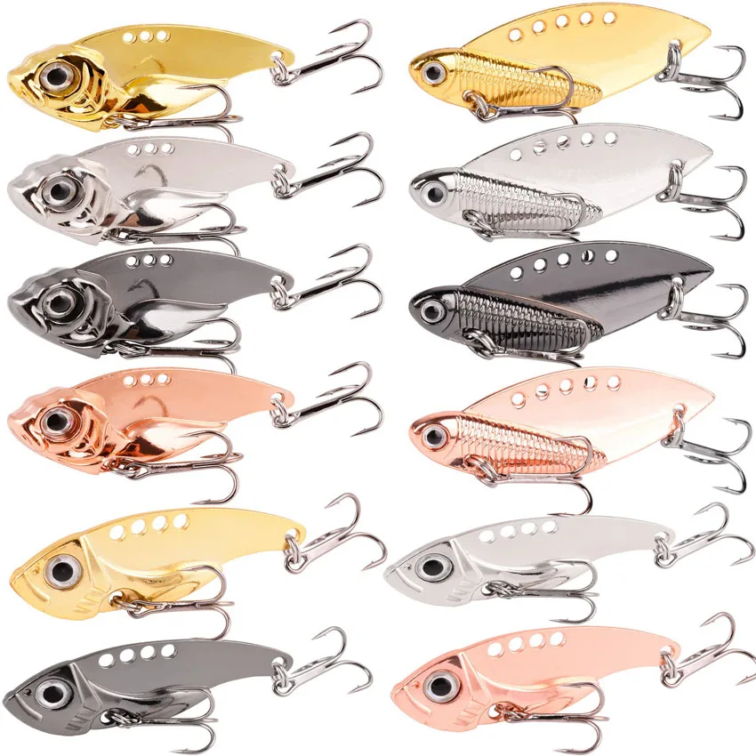 

12pcs/lot Metal VIB Lure Kit 7g 10g 15g 3D Eyes Pencil Balancer Spoon Jig Winter Vibe Sinking Fishing Lures Set Hard Bait Tackle