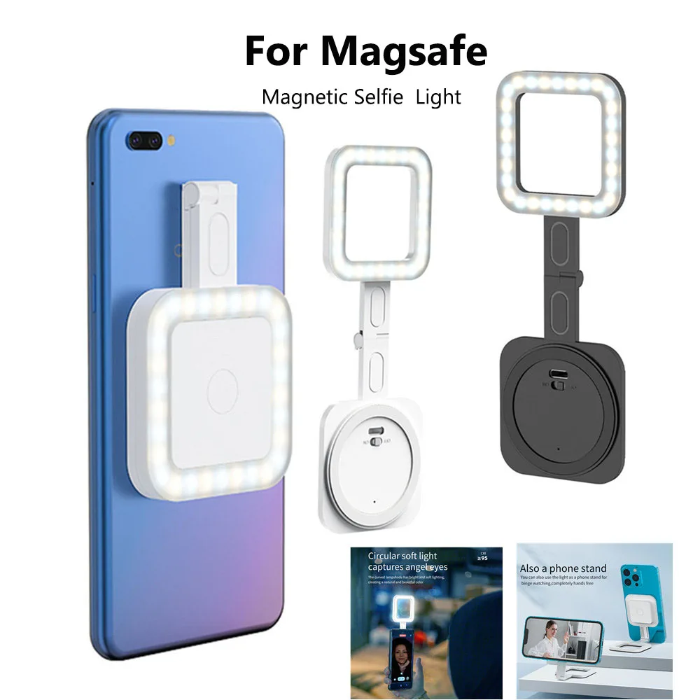 Magnetic Selfie Light for Magsafe 2500-9000K Rechargeable 180° Flip Phone Fill Light Foldable Pocket Light for Video Makeup Vlog