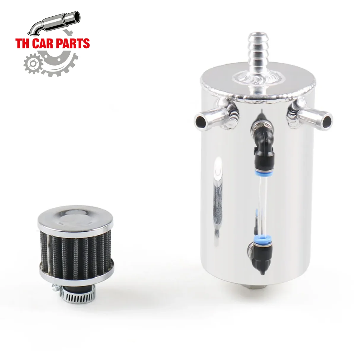 

Oil Catch Tank Can Reservoir Breather Air Filter Universal 0.5L Aluminum Car Polishing