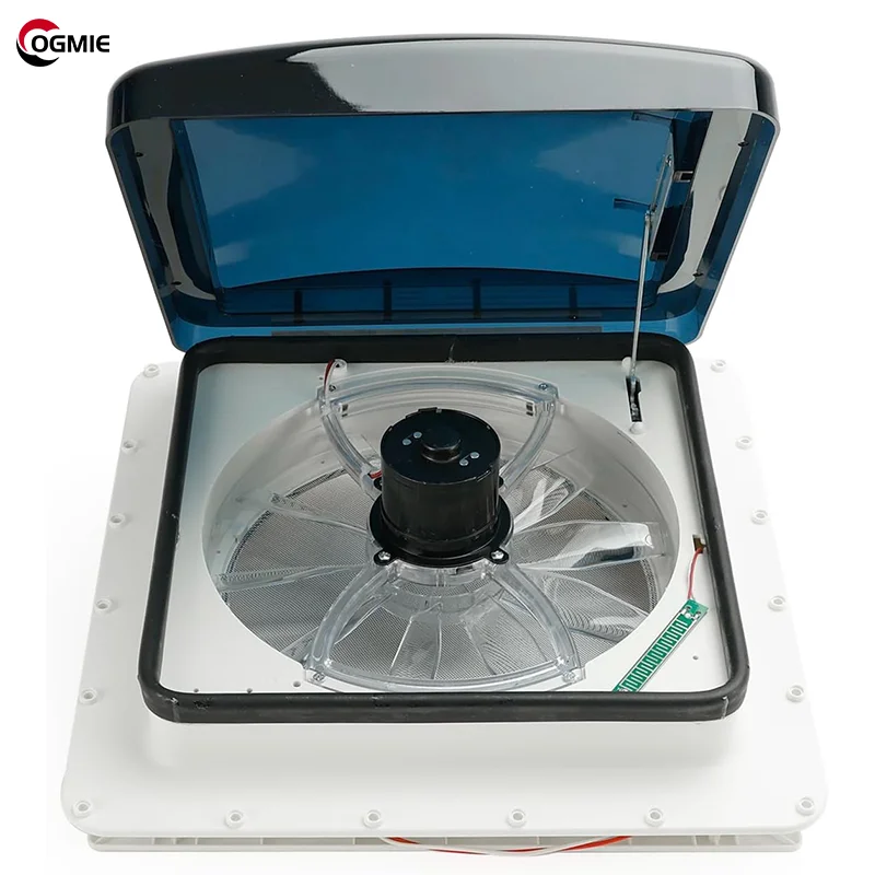 OGMIE 400*400MM RV Roof Vent Fan 10-Speed Quiet Built-in Rain Sensor 12V Car Window RV Bathroom/Living Room/Kitchen/Bedroom
