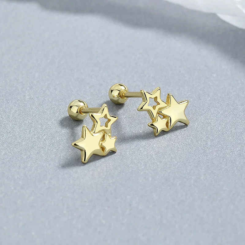 2024 Hypoallergenic Trend Gold Color Lucky Stars Moon Stud Earring for Women Charming Exquisite Party Jewelry Gift