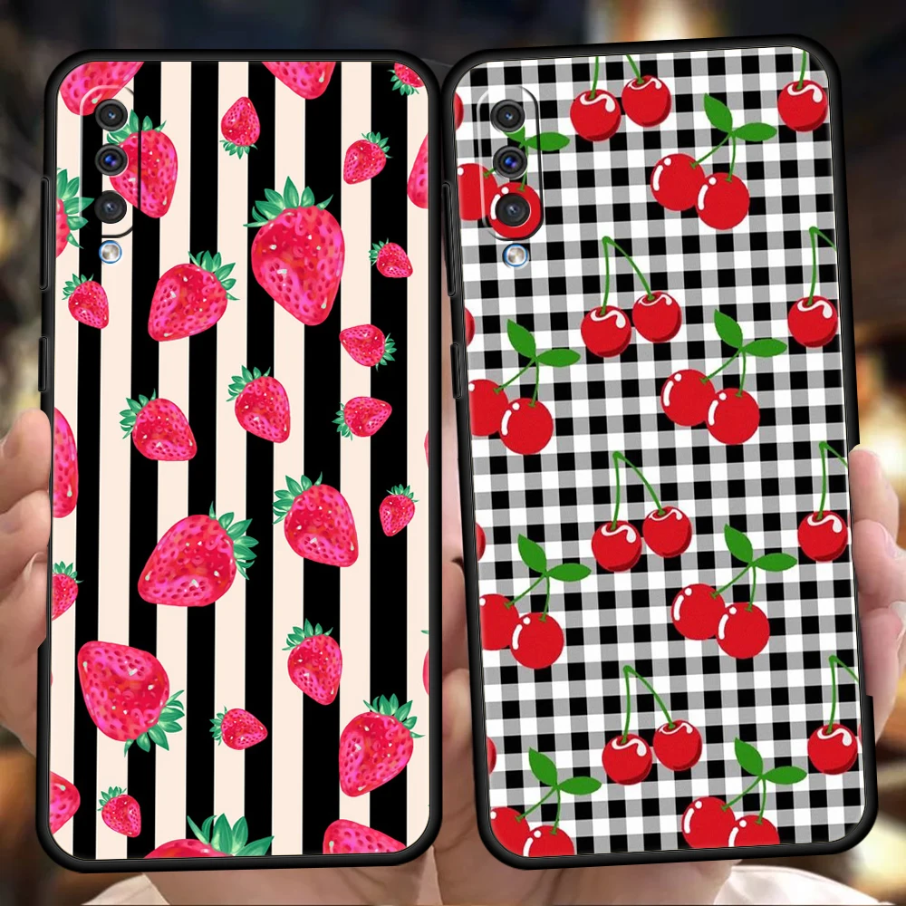 Phone Case for Samsung Galaxy A57 A56 A37 A36 A26 A16 A14 A12 A42 A34 A24 A22 A10S A20E 5G Soft TPU Shell Strawberry Cherry Bags