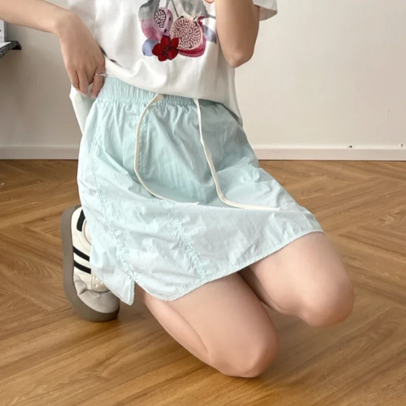 American High Waist Short Cargo Skirts Women Summer New Stylish Big Pockets Quick Dry Sporty Skirt Simple Solid A-Line Faldas