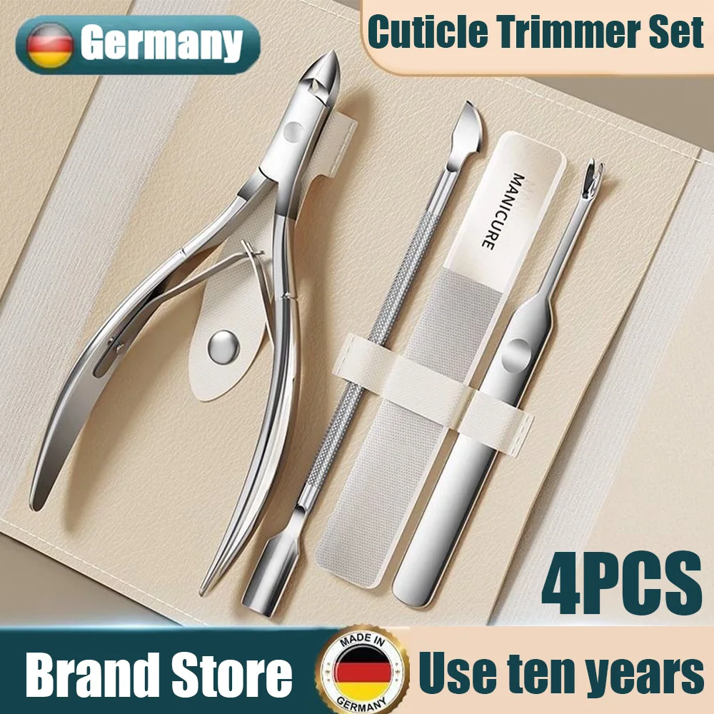 Professional German Steel Manicure Kit,Nail Cuticle Trimmer Set Nipper Clipper Scissors 4Pack