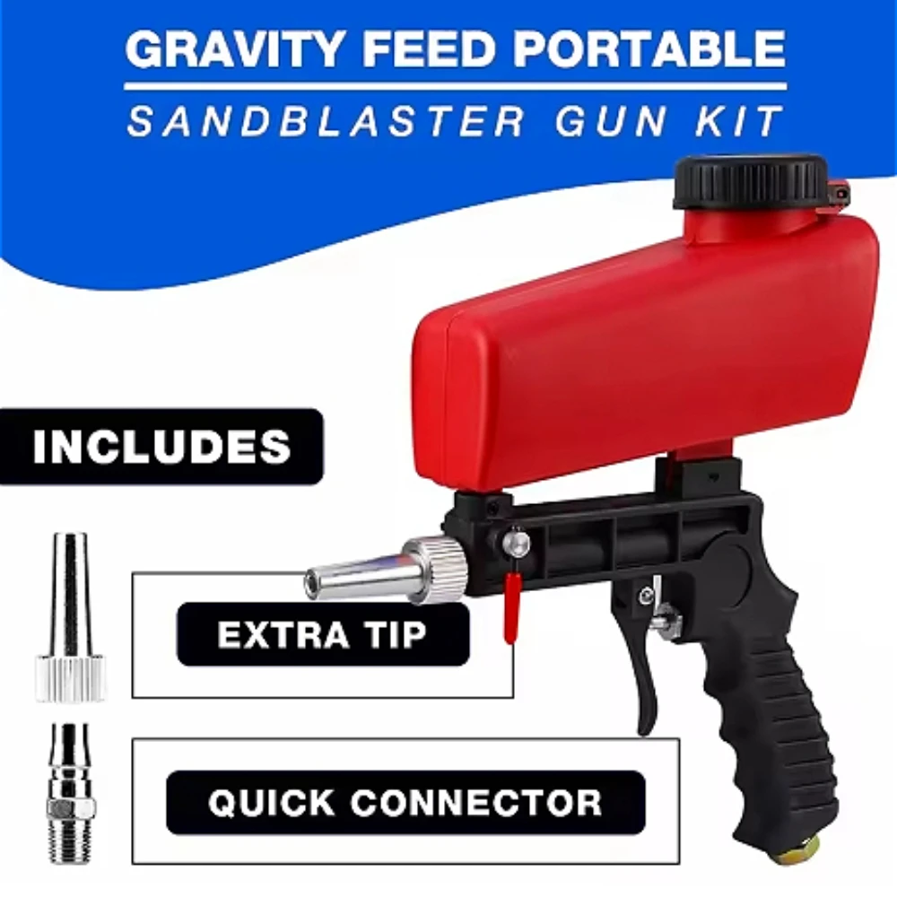 

Portable Gravity Pneumatic Sandblaster Gun Lightweight Aluminium Handheld Blasting Machine Gravity Adjustable Tool