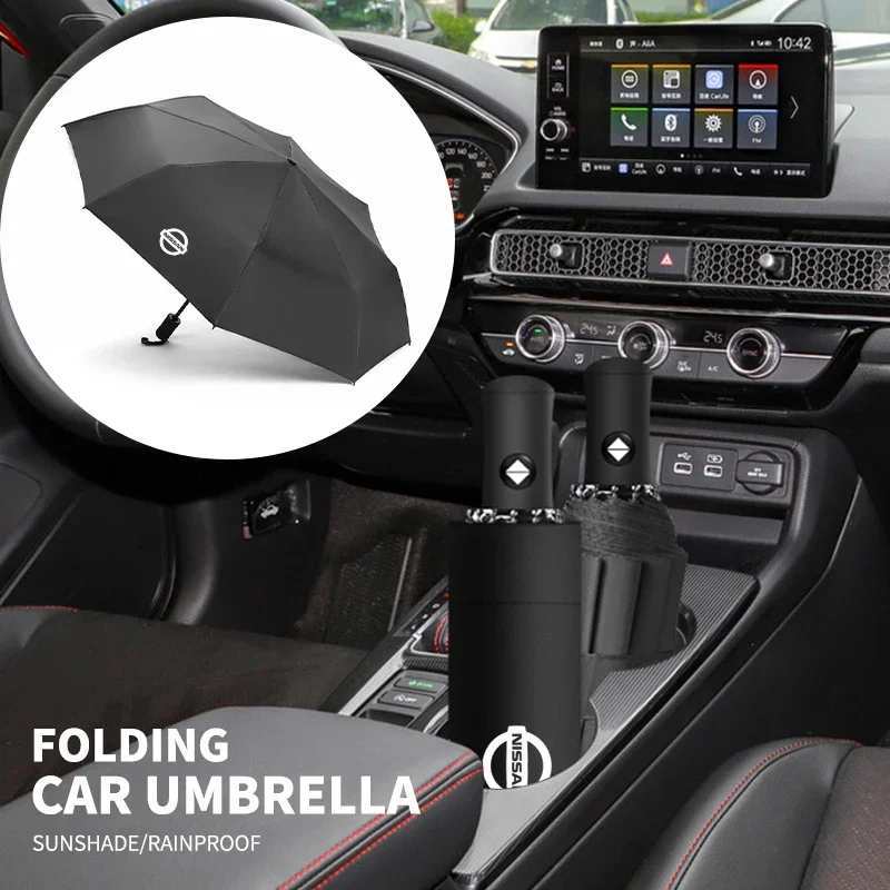 New Car Automatic Folding Windproof Sunshade Umbrella Car Accessories For Nissan Nismo Tiida Skyline Juke X-trail Almera Qashqai