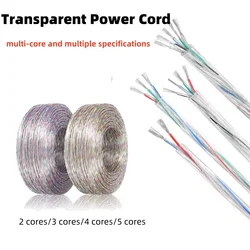 1/2/5m Transparent Power Cord 28/26/24/22/20/18/16AWG PVC Insulation Tinned Copper Cable 2 3 4 5 Cores LED Light Electric Wire