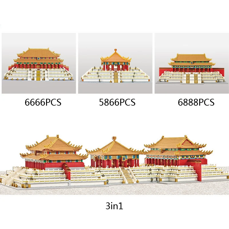 World Famous Historical Architecture Hall Of Supremes Harmony Micro Diamond Block China Imperial Palace Bricks Nanobricks Toys