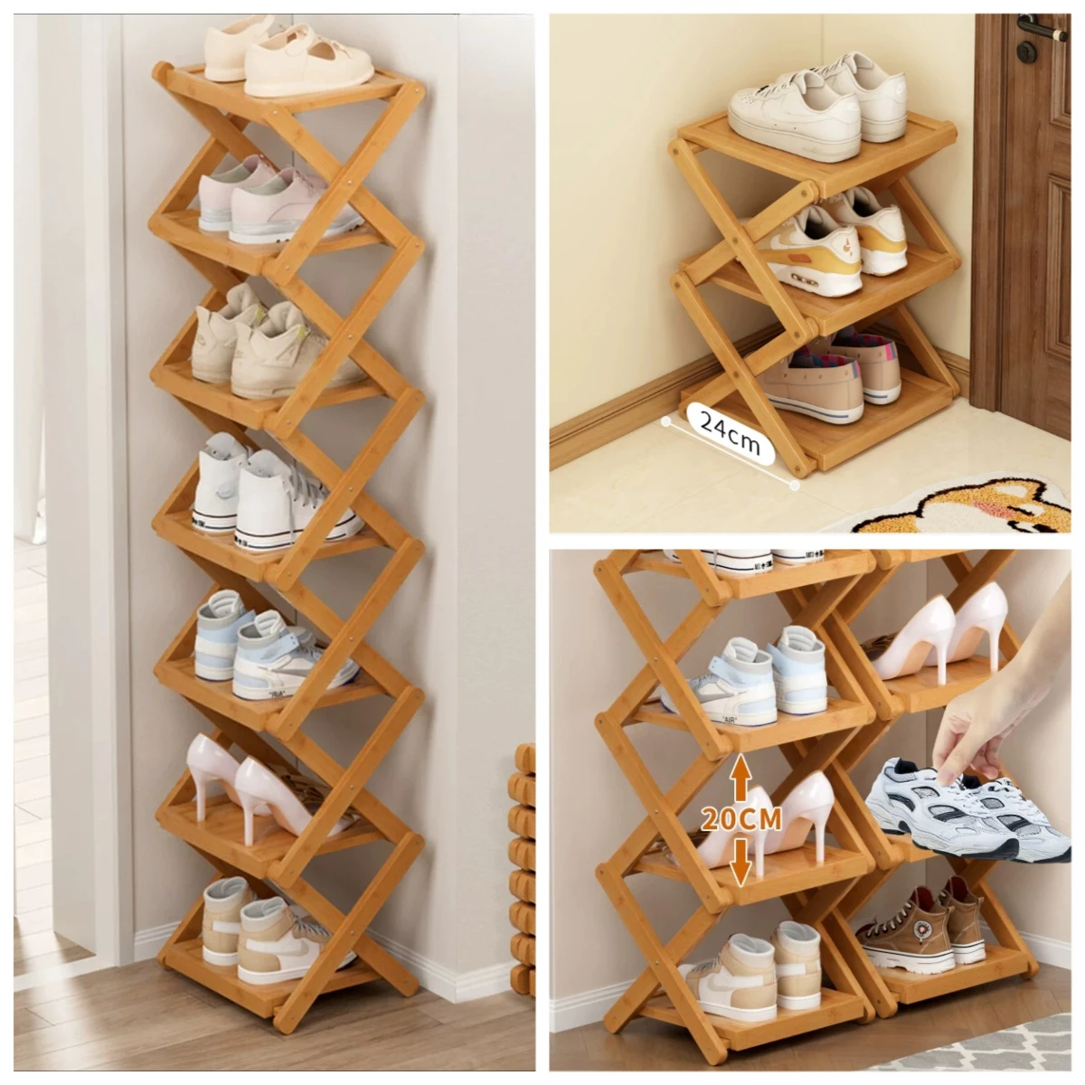 Foldable Slim Shoe Rack, Simple Multi-Tier Storage for Home & Small Spaces