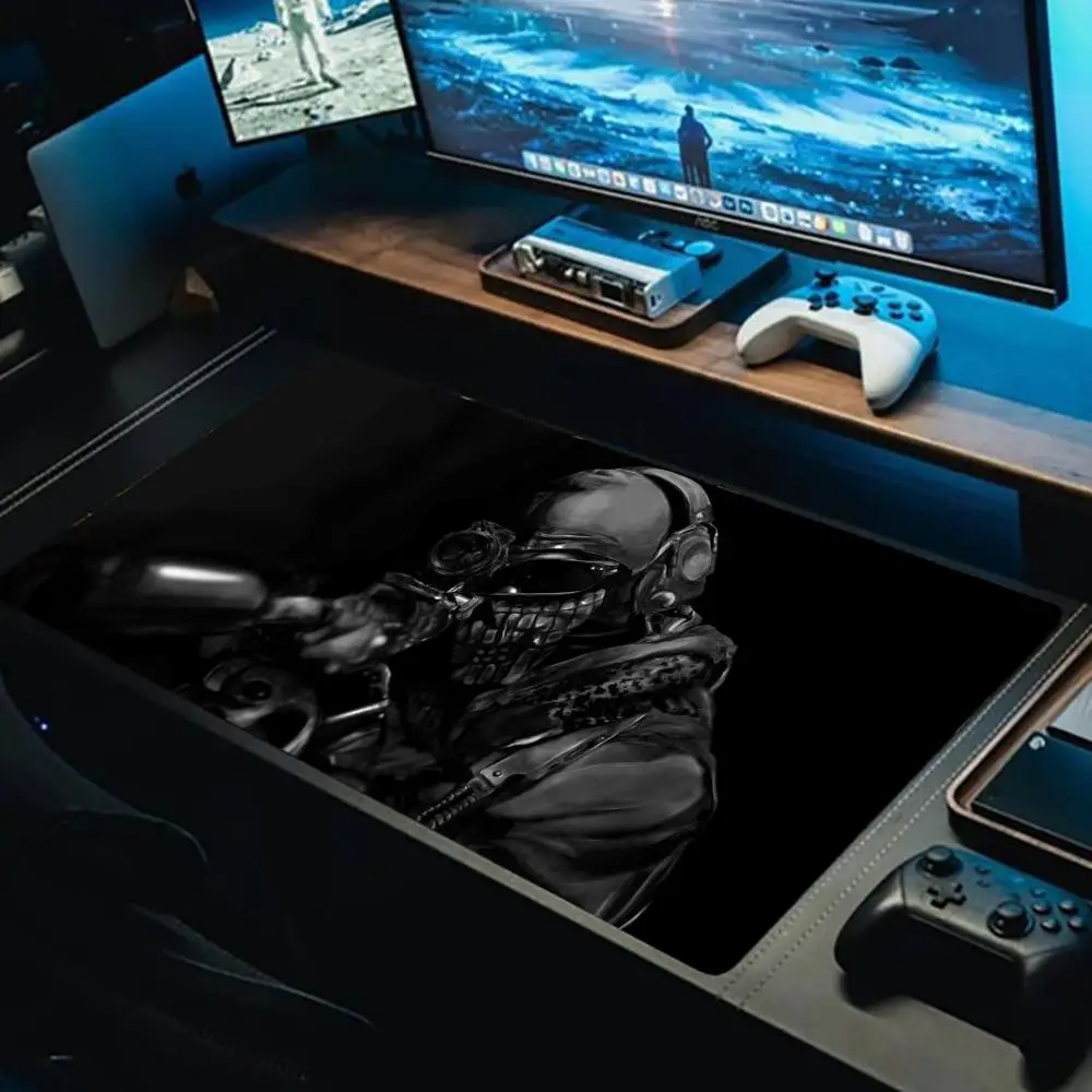 

Soldier Black Mouse Pad Large Computer Office Game Table Mat XXL Rubber Anti-slip Stitched Edges PC Keyboard Mats Long Desk Pads