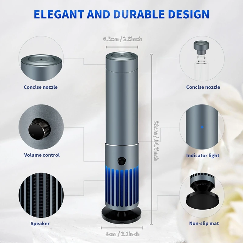 Smart Home Aromatherapy Diffuser with Bluetooth Speaker,Large Room Waterless Essential Oil Diffuser for Home Bedroom(US)-ABLA