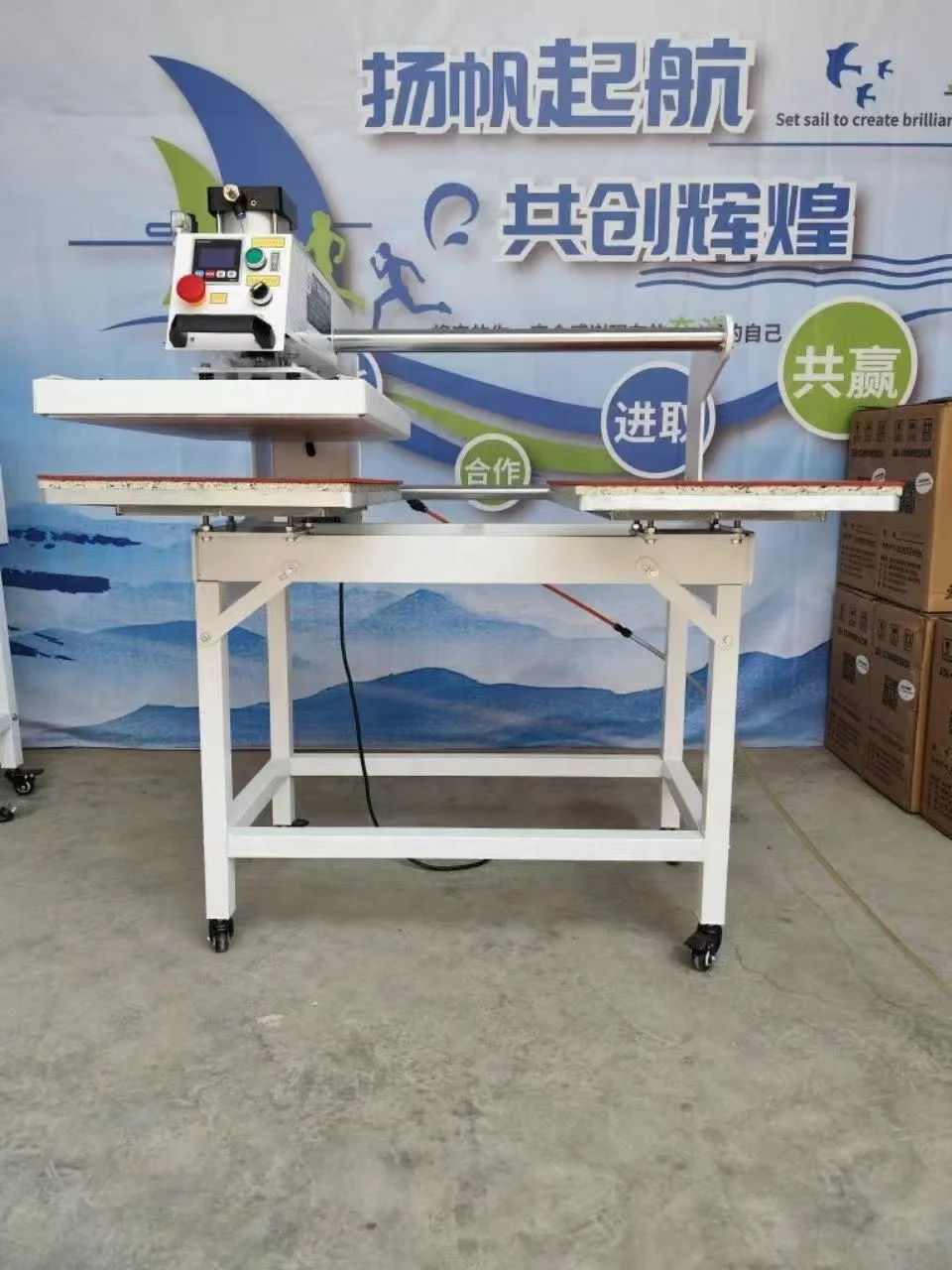 40*60cm Dual Beds Sublimation Heat Press Machine Thermal Heat Transfer Equipment for Sportswear Jersey T‑shirt Fabric Printing