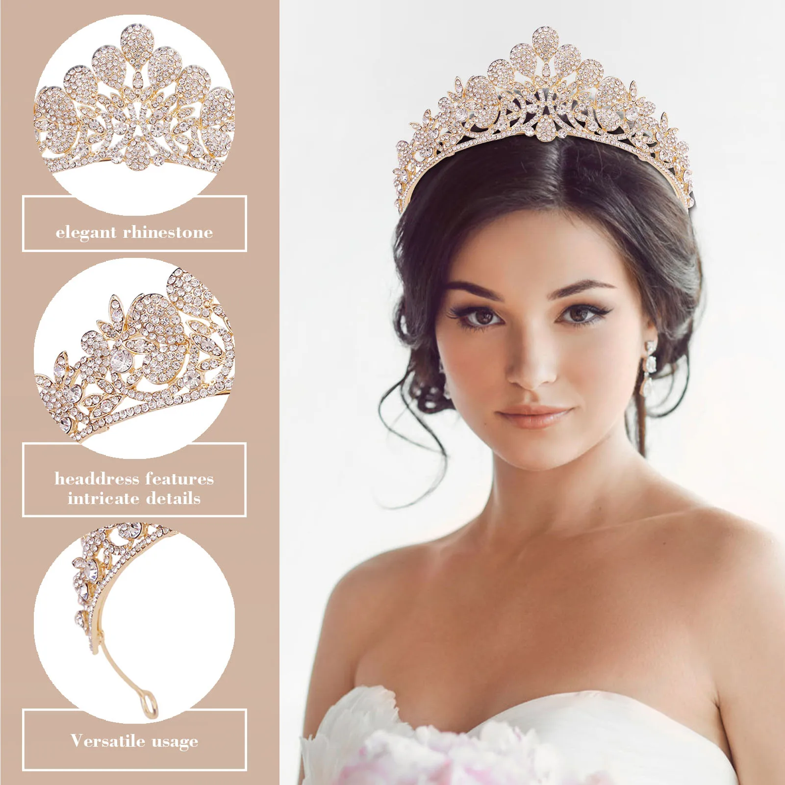 Ornement de cheveux luxueux pour demoiselle d'honneur, couronnes en biscuits, bijoux de cheveux, accessoire de fête de princesse, décor de tête de mariage, chaud, nouveau