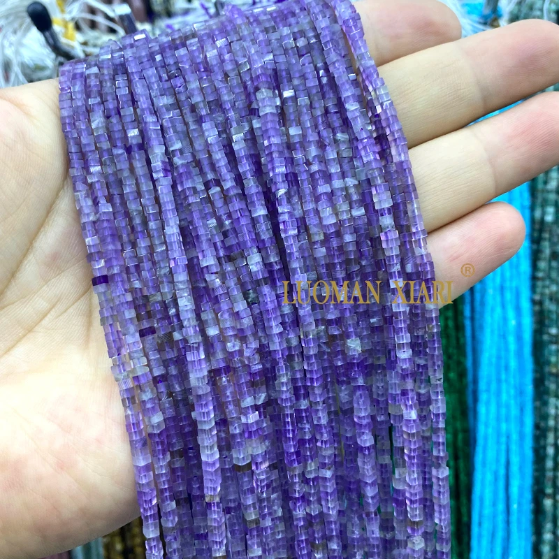 New 1x2MM Flat Square Natural Stone Black Obsidian Loose Spacer Beads for Jewelry Making Diy Bracelets Charms Accessories 15''