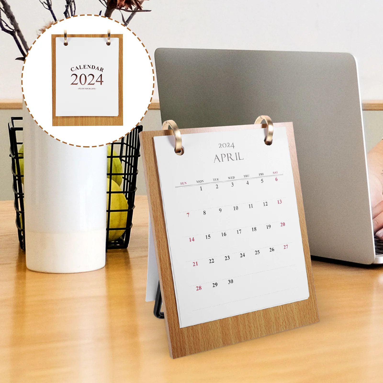 

Ежемесячный настольный календарь на 2024, деревянное основание, настольный календарь, стоячий бумажный планировщик, домашний офис, домашний декор, декор стола