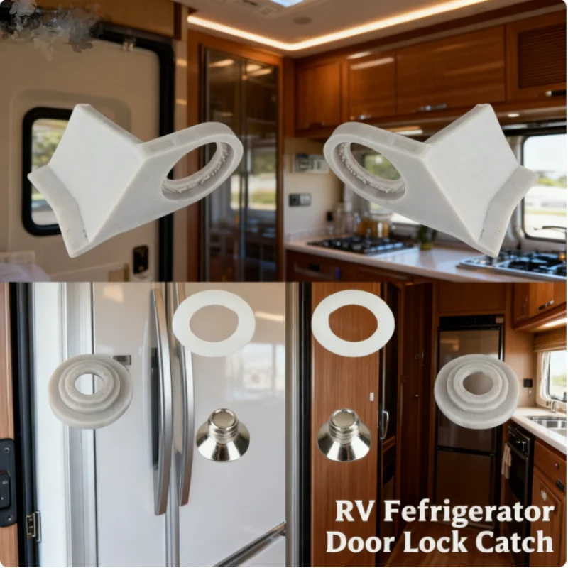 2set Caravan Door Catch Lock Latch Kit For Dometic Refrigerator Door Lock Clip Fridge Door Latch Kit 241234560 RV Accessory