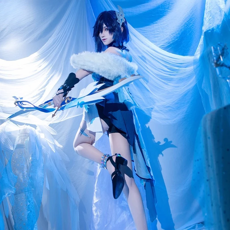 لعبة جينشين إمباكت ييلان أزياء تنكرية مأدبة هادئة يلان للهالوين فستان نسائي للحفلات لعب الأدوار بشرة جديدة