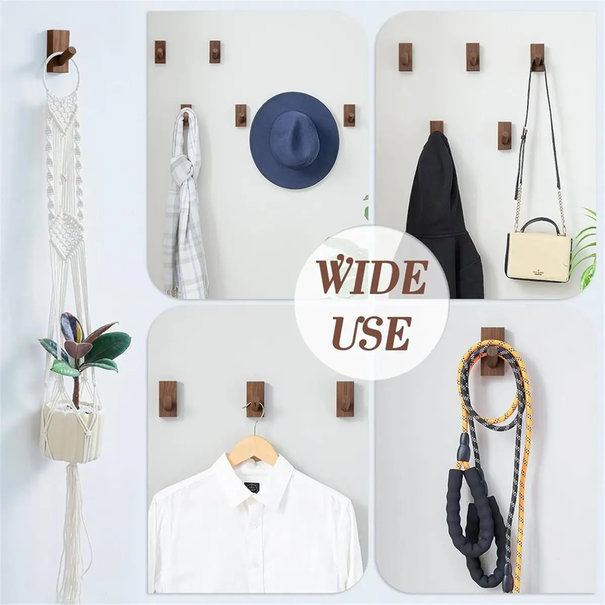2026 NEW 6 Pack Retro Wooden Wall Hooks, for Decorative Key Holder, Hat Rack, Stocking Wall Hangers for Bathroom Entryway Closet