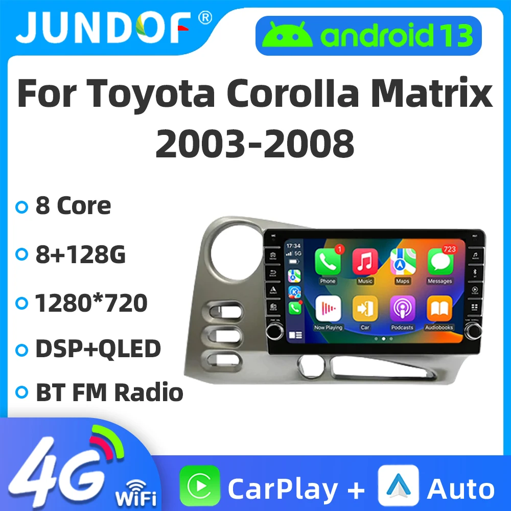 

Android 13 For Toyota Corolla Matrix 2003-2008 Car Radio Multimedia Navigation CarPlay 4G GPS Touch Screen Stereo