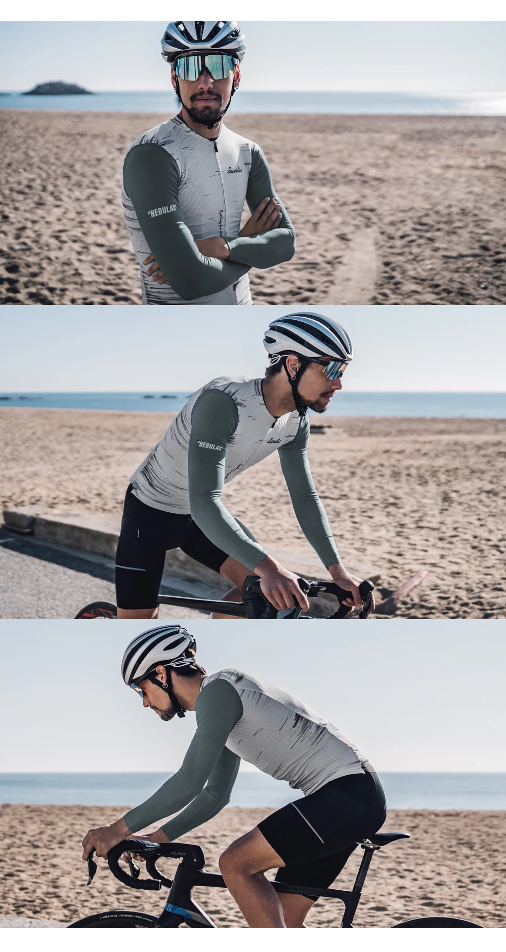Santic Herren-Radtrikot, Sommer, langärmelig, UV-Schutz, Fahrradbekleidung, Outdoor, schnell trocknend, MTB, Straßenreiten, Fahrradtrikot, Tops – Detail 16