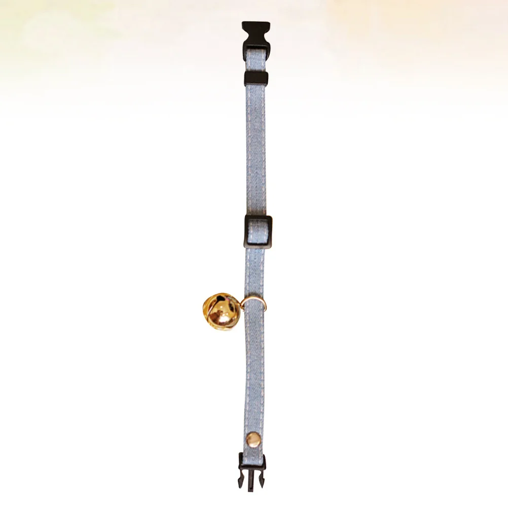 

Adjustable Golden Star Pattern Pet Collar Light Blue Size M For Cat Dog Kitten Bell Decor Pu Neck Collar Creative Animal