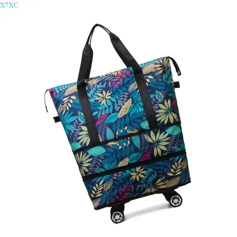 

X7XC Large Capacity Wheeled Fitness Luggage Water Resistant Double Layer Expandable Carryall