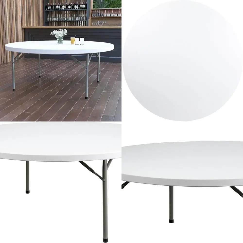 طاولة قابلة للطي من البلاستيك الأبيض متعددة الاستخدامات لجميع الأحداث - للاستخدام الداخلي والخارجي