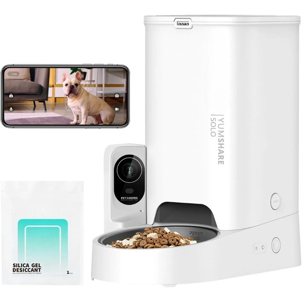 

Automatic Cat Feeder with Camera,Night Vision, 2.4G WiFi Pet Feeder for Cat & Small Dog, Audio & Meal Call Pet Food Dispenser