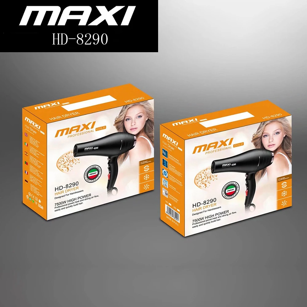 Maxi 2000w negative ion hair dryer with motor, quick drying, high speed, low noise, temperature control, hair care, quick drying