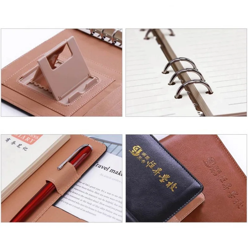 Imagem -06 - Notebook de Couro pu com Logotipo Personalizado a5 Hardcover Encadernação de Folhas Soltas Negócios Alta Qualidade Produto Personalizado