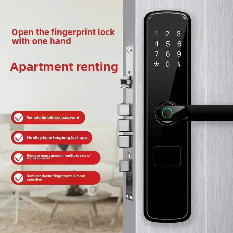 

Handle Wooden Door Fingerprint Lock Wifi Apartment Password Lock Homestay Door Bluetooth Smart Lock