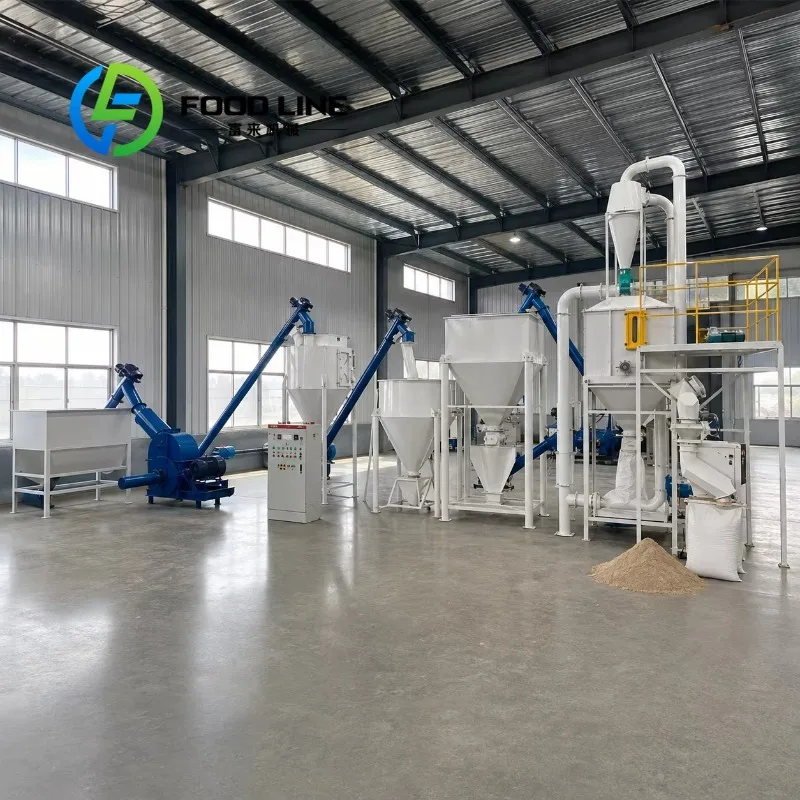 Animal Powder Feed Processing Line Low Noise Feed Grinding Production For Indoor Workshop Livestock And Aquatic Animal Powder