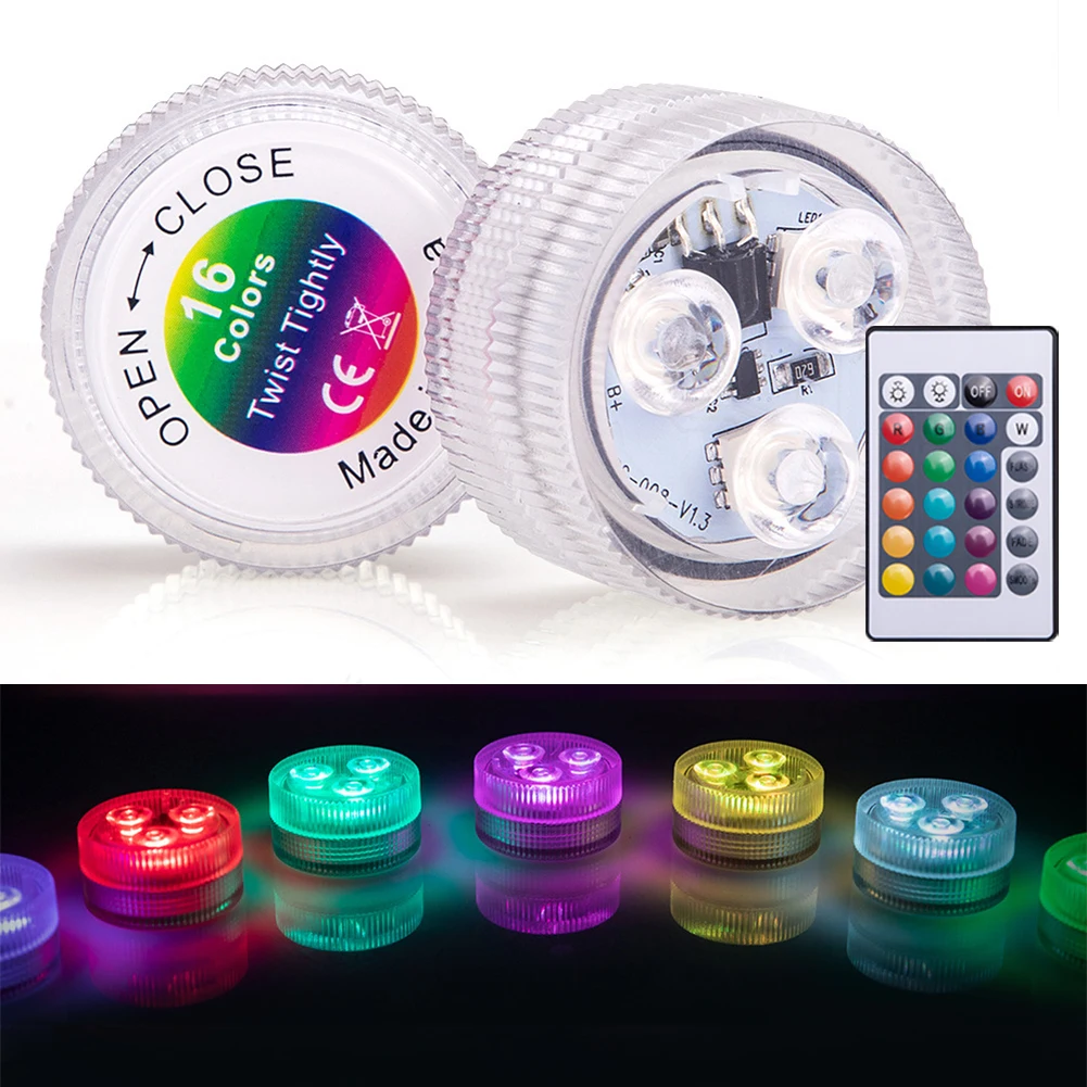 3 LED Underwater Light 16 Colors RGB IP68 Waterproof Swimming Pool Accessories Light Outdoor Submersible Lights for Pond Vase