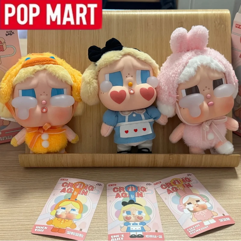 POP MART CRYBABY Seri Crying Again Boneka Mainan Blind Box Original Lucu Anime Hiasan Meja Koleksi Kotak Misteri Tas Kejutan
