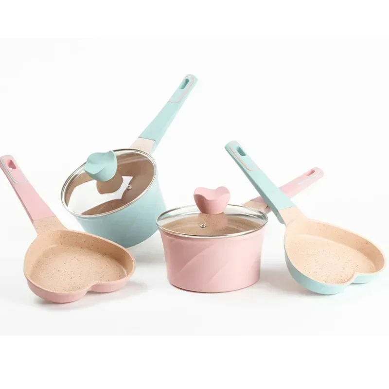 

Baby Side Non-stick Cookware, Pink Love Egg Frying Pan for Kitchen, Mini Cooking Pot for Home Use, Cute and Efficient