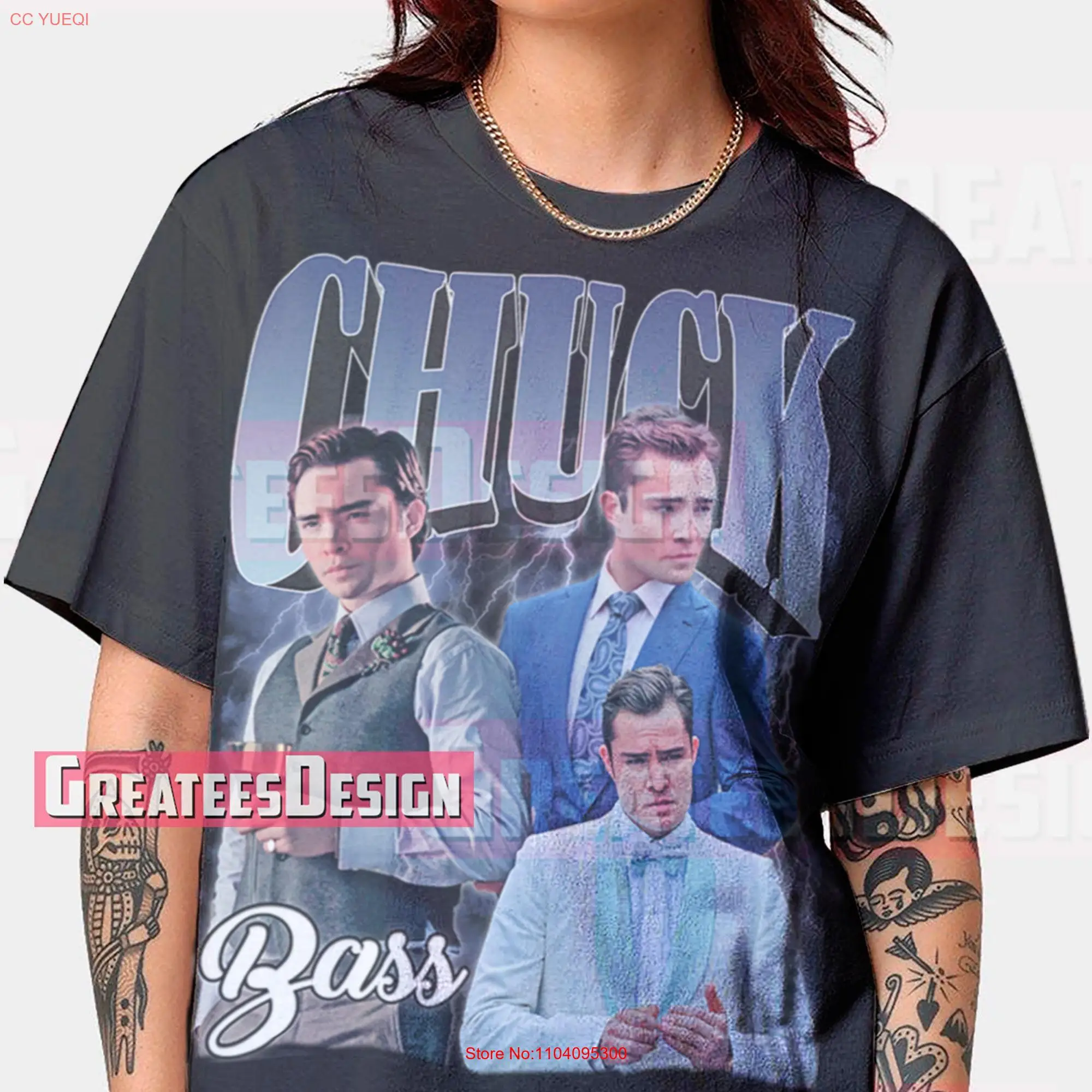 Limited Chuck Bass T Shirt Oversize Ed Westwick PTR89 long or short sleeves