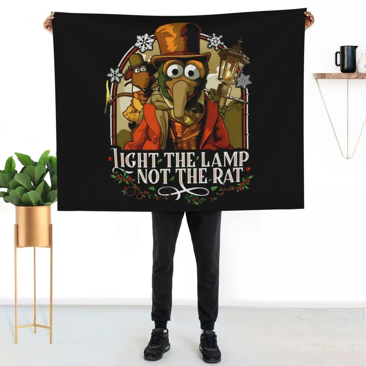 Muppet Christmas Carol - Gonzo & Rizzo Throw Blanket Soft Sherpa Fleece Warm Blanket for Winter