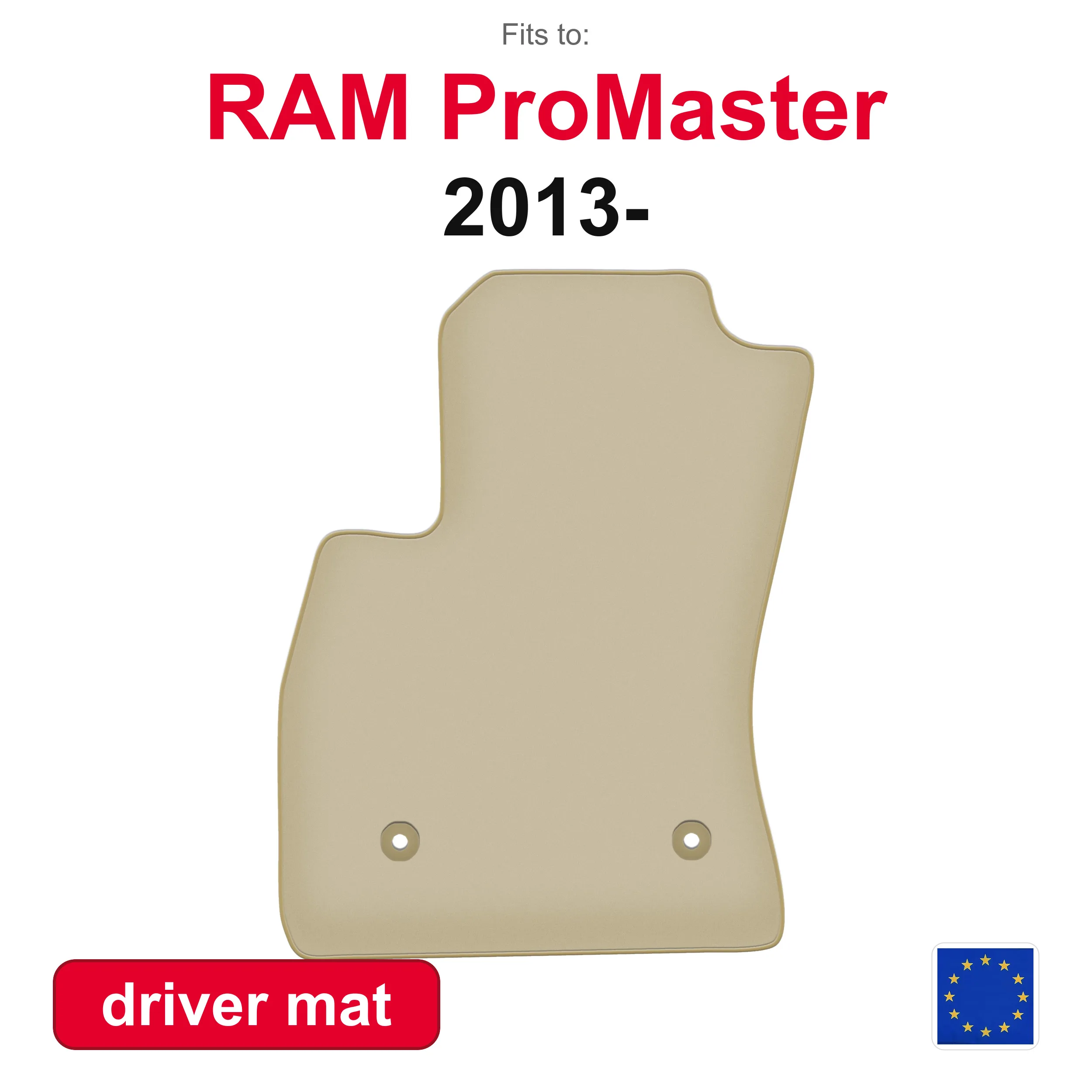 PREMIUM autobestuurdersmat voor RAM ProMaster kombivan voorzijde (2013-) -beige pasvorm (1 stuk)