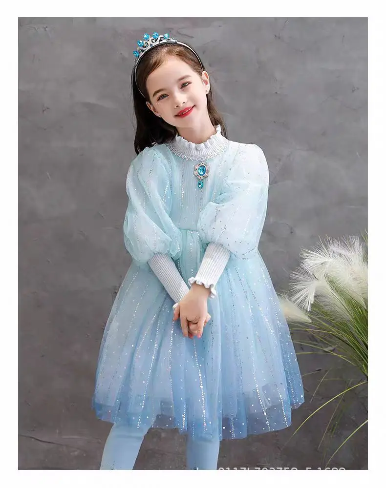 

Girl's dress, Elsa princess dress, Spring and Autumn styles, Elsa princess dress, Women's treasure princess dress, New style